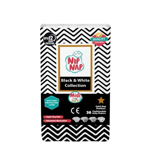 Nipnap Black And White Size 3 (5-9 Kgs) 36 Pcs
